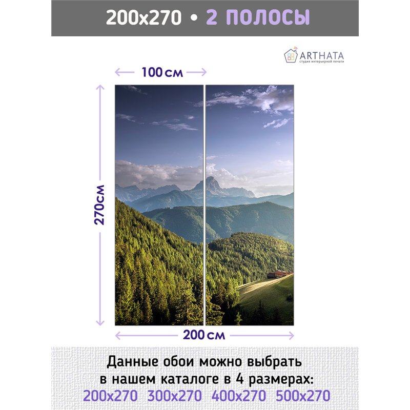 Фотообои лес на горных холмах для кухни метровые 200х270