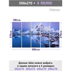 Фотообои заснеженная деревня и горы в зал моющиеся 500х270