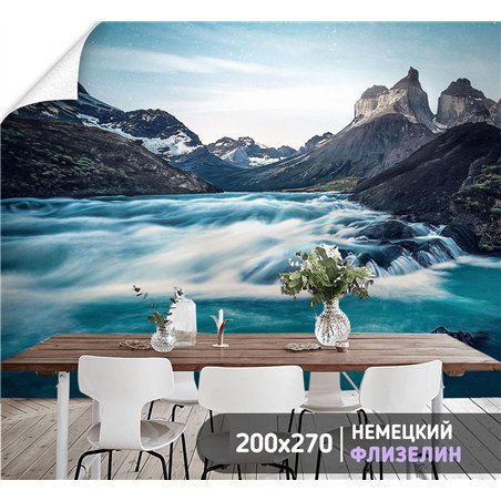 Фотообои горная река и водопад на кухню влагостойкие 200х270