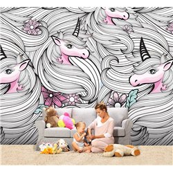 Фотообои на стену детские - сказочный единорог - 200x270 - В детскую комнату для девочки, мальчика лошадь, волшебство, картинка,