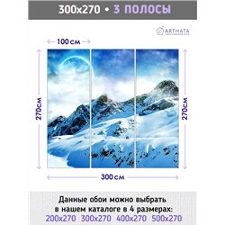Фотообои горные пики и луна на кухню 300х270