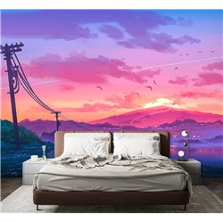 Фотообои пейзаж дорога на закате моющиеся для кухни 500х270