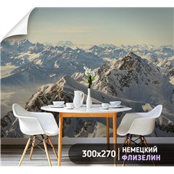 Фотообои заснеженные горы в спальню моющиеся 300х270