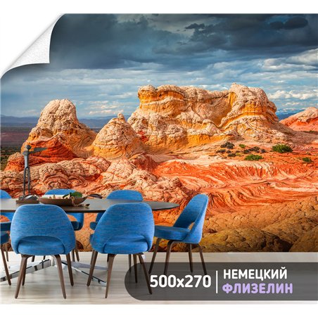 Фотообои оранжевые каньоны 3д в зал метровые 500х270