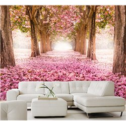 Фотообои цветущий розовый сад моющиеся для кухни 200х270