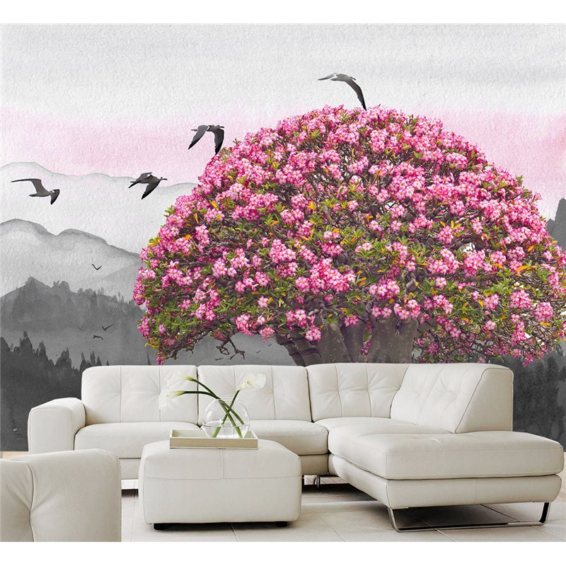 Фотообои цветущее дерево на кухню моющиеся 500х270
