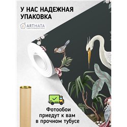 Фотообои цапли цветущие ветви для зала моющиеся 400х270