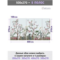 Фотообои цапли цветущие деревья для кухни 500х270