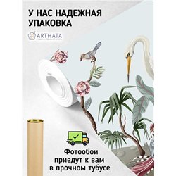 Фотообои цапли цветущие деревья для кухни 500х270