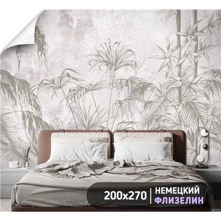 Фотообои фреска тропические растения для спальни 200х270