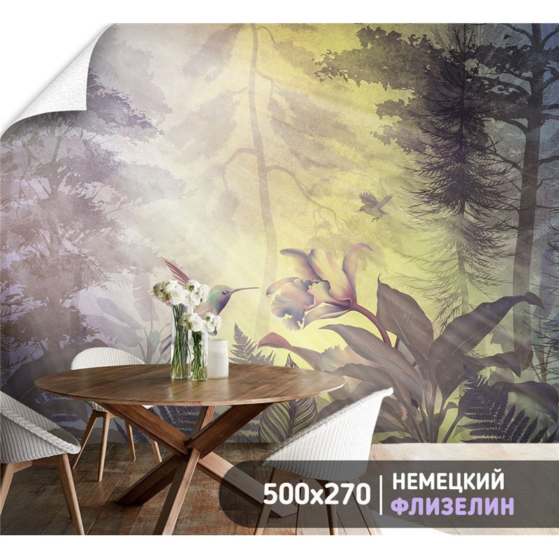 Фотообои птицы в тропическом лесу в зал влагостойкие 500х270