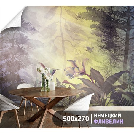 Фотообои птицы в тропическом лесу в зал влагостойкие 500х270