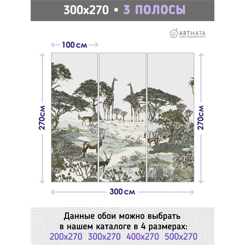 Фотообои фреска с животными африки моющиеся 300х270