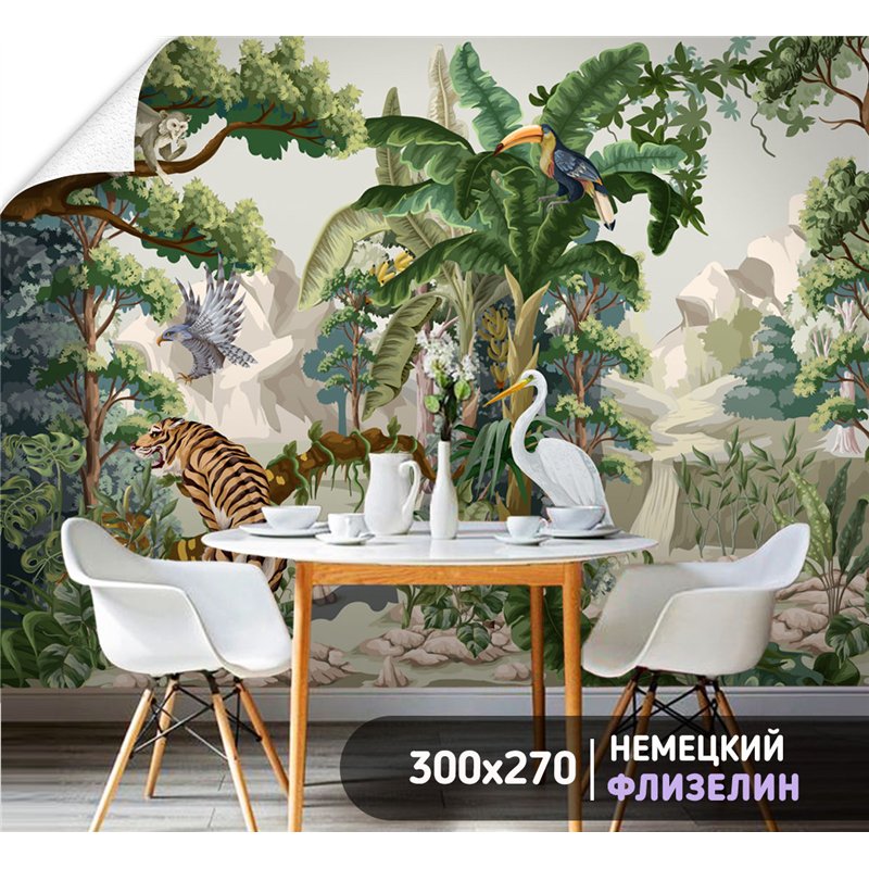 Фотообои фреска африканские звери для кухни метровые 300х270