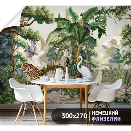 Фотообои фреска африканские звери для кухни метровые 300х270