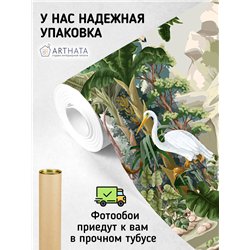 Фотообои фреска с тигром и цаплей флизелиновые 400х270