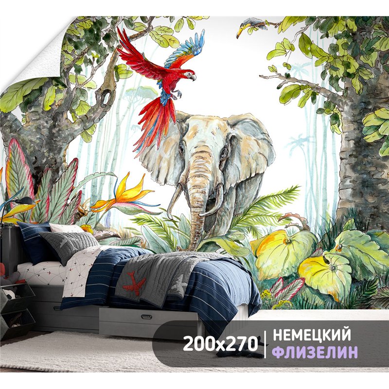 Фотообои фреска звери джунглей на кухню 200х270
