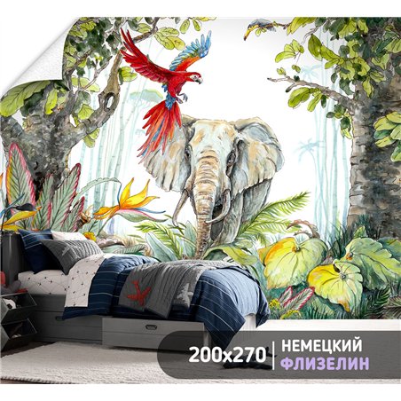 Фотообои фреска звери джунглей на кухню 200х270