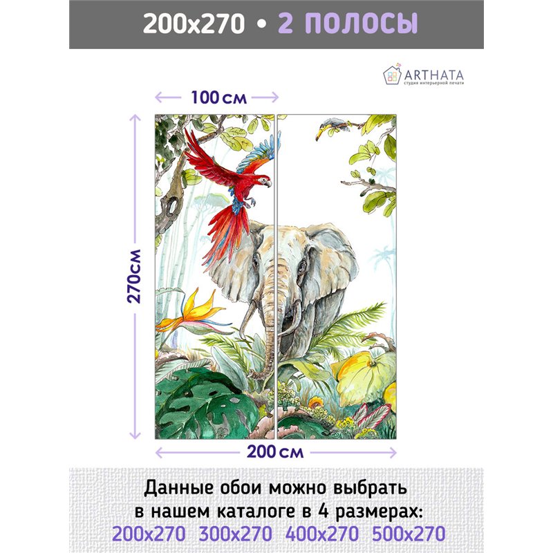 Фотообои фреска звери джунглей на кухню 200х270