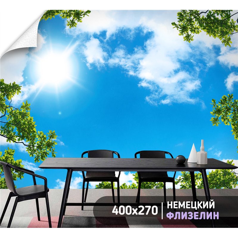 Фотообои ветви деревьев и небо для спальни моющиеся 400х270