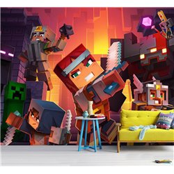 Фотообои на стену детские - Minecraft, майнкрафт, игра - 200 x 270 - Обои винил на флизелине моющиеся для девочки или мальчика.