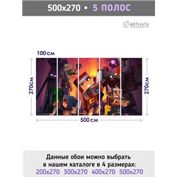 Фотообои в детскую - герои игры майнкрафт, Minecraft - 500x270. В детскую комнату для девочки, мальчика 3d фон, фэнтэзи, комикс,