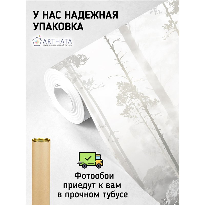 Фотообои Лес в тумане 300х270 см для оформления гостиной