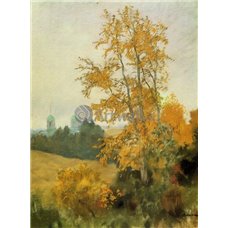 Картина на холсте по фото Модульные картины Печать портретов на холсте Осенний пейзаж с церковью