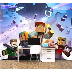 Фотообои на стену детские - Minecraft, майнкрафт, игра - 200 x 270 - В детскую комнату для девочки, мальчика персонажи, 3D детям