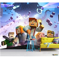 Фотообои на стену детские - Minecraft, майнкрафт, игра - 200 x 270 - В детскую комнату для девочки, мальчика персонажи, 3D детям