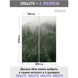 Фотообои Горный лес в тумане 200х270 см для декорирования стен в зале