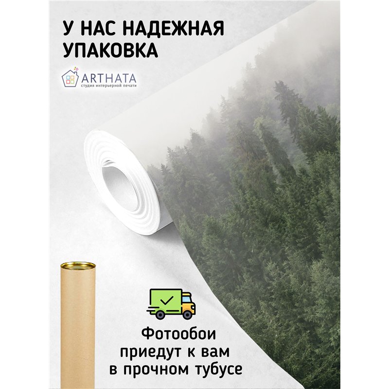 Фотообои Горный лес в тумане 400х270 см для спальни