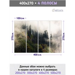 Фотообои Осенний горный лес в тумане 400х270 см для спальни