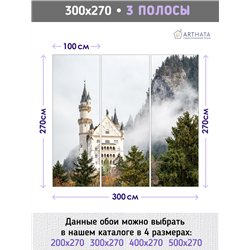 Фотообои Замок в горах и лесу 300х270 см для оформления гостиной