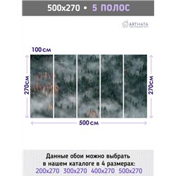Фотообои Изумрудный лес в тумане 500х270 см для коридора