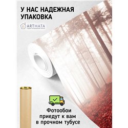 Фотообои Осенний красный лес в тумане 400х270 см для спальни