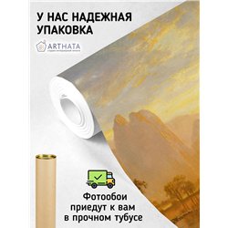 Фотообои Горное лесное озеро на закате 400х270 см для спальни