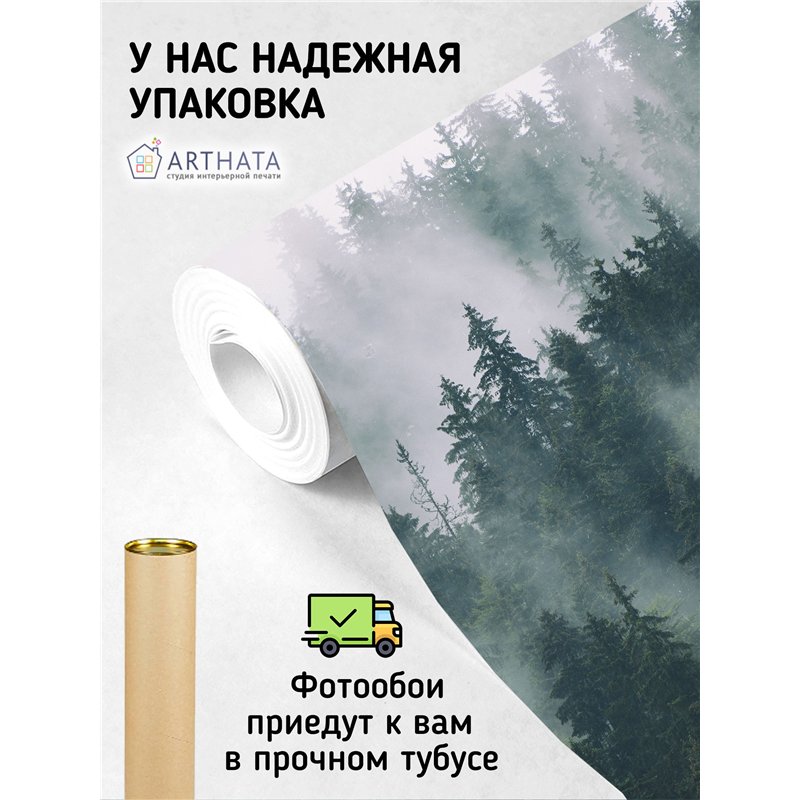 Фотообои Изумрудный лес в тумане 400х270 см для спальни