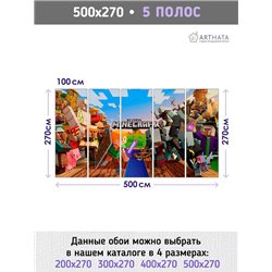 Фотообои в детскую герои игры майнкрафт, Minecraft в размер 500x270