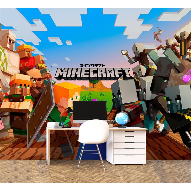 Фотообои в детскую герои игры майнкрафт, Minecraft в размер 500x270