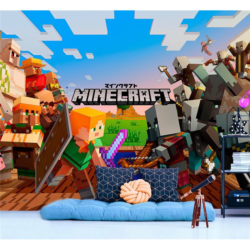 Фотообои в детскую герои игры майнкрафт, Minecraft в размер 500x270