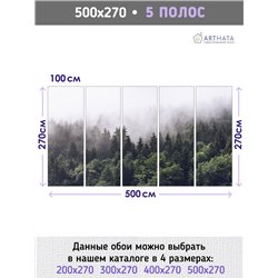 Фотообои Изумрудный лес в тумане 500х270 см для коридора