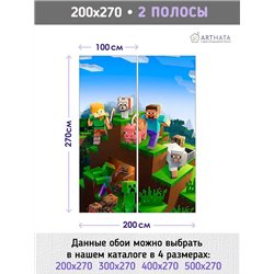 Фотообои в детскую герои игры майнкрафт 200х270 см