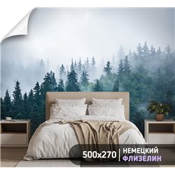 Фотообои Изумрудный лес в тумане 500х270 см для коридора