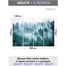 Фотообои Изумрудный лес в тумане 400х270 см для декорирования стен в спальне