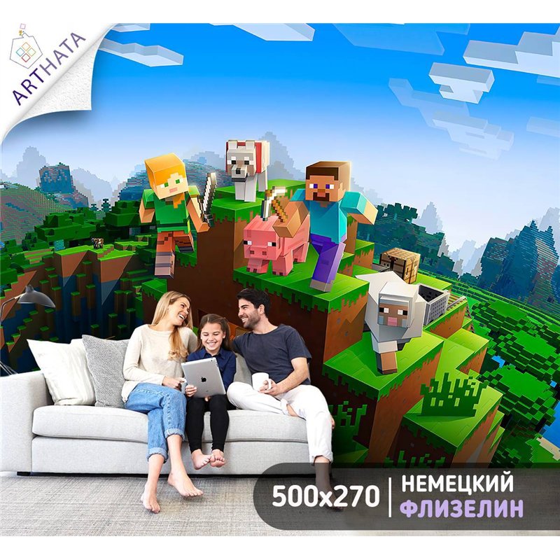 Фотообои в детскую герои игры майнкрафт 500x270