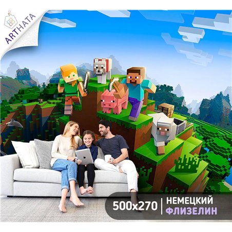 Фотообои в детскую герои игры майнкрафт 500x270