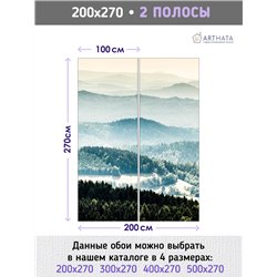 Фотообои Осенний горный лес в тумане 200х270 см для спальни
