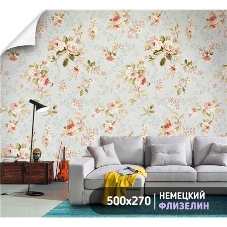 Фотообои розы на голубом фоне на кухню флизелиновые 500х270