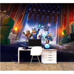 Фотообои в детскую герои игры майнкрафт, Minecraft 500x270. В детскую комнату для девочки, мальчика 3d фон, фэнтэзи, комикс, ярк